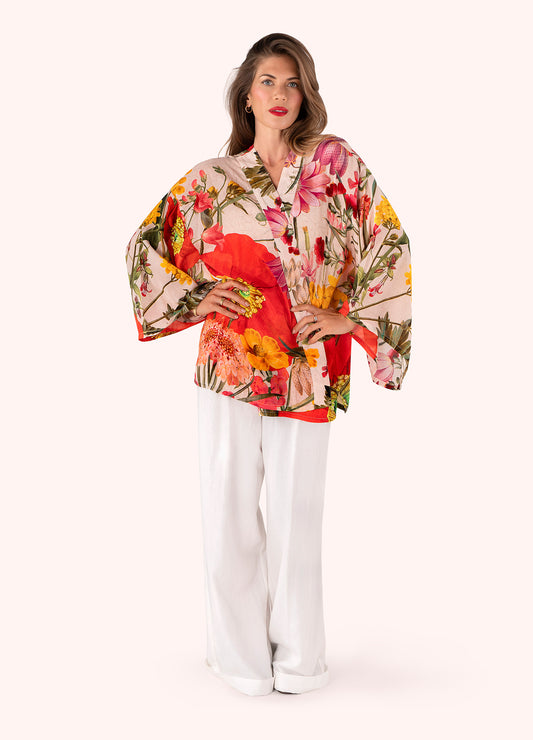 Fine Flowers in Cream Kimono Jacket