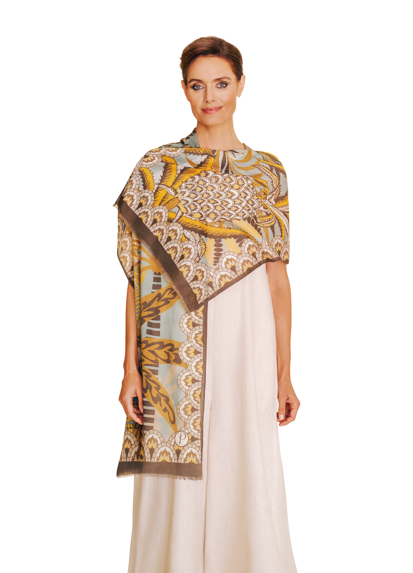 Patterned Palms Cotton Scarf