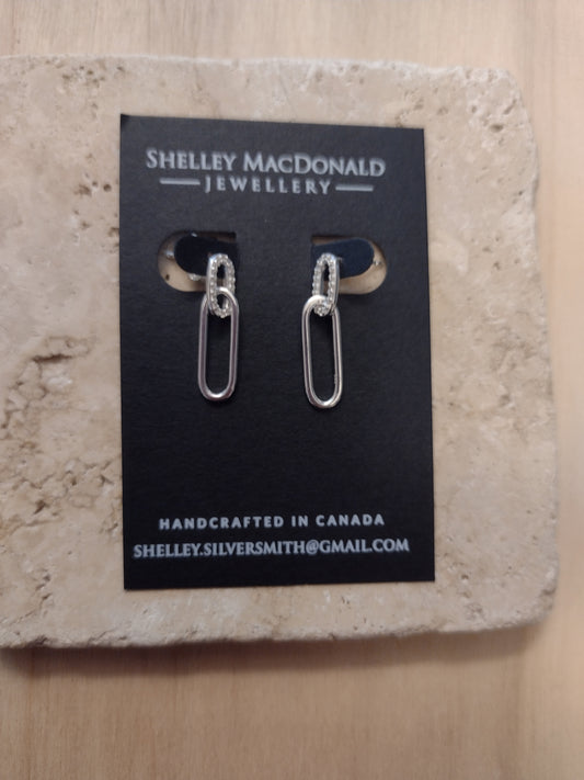Pave Double Oval Dangle Earrings