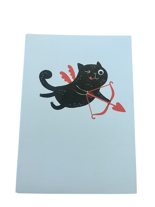 Cat Cupid Valentine's Greeting Card