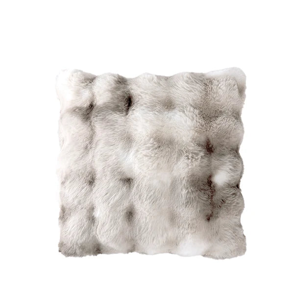 Plush Faux Fur Pillow Warm Grey