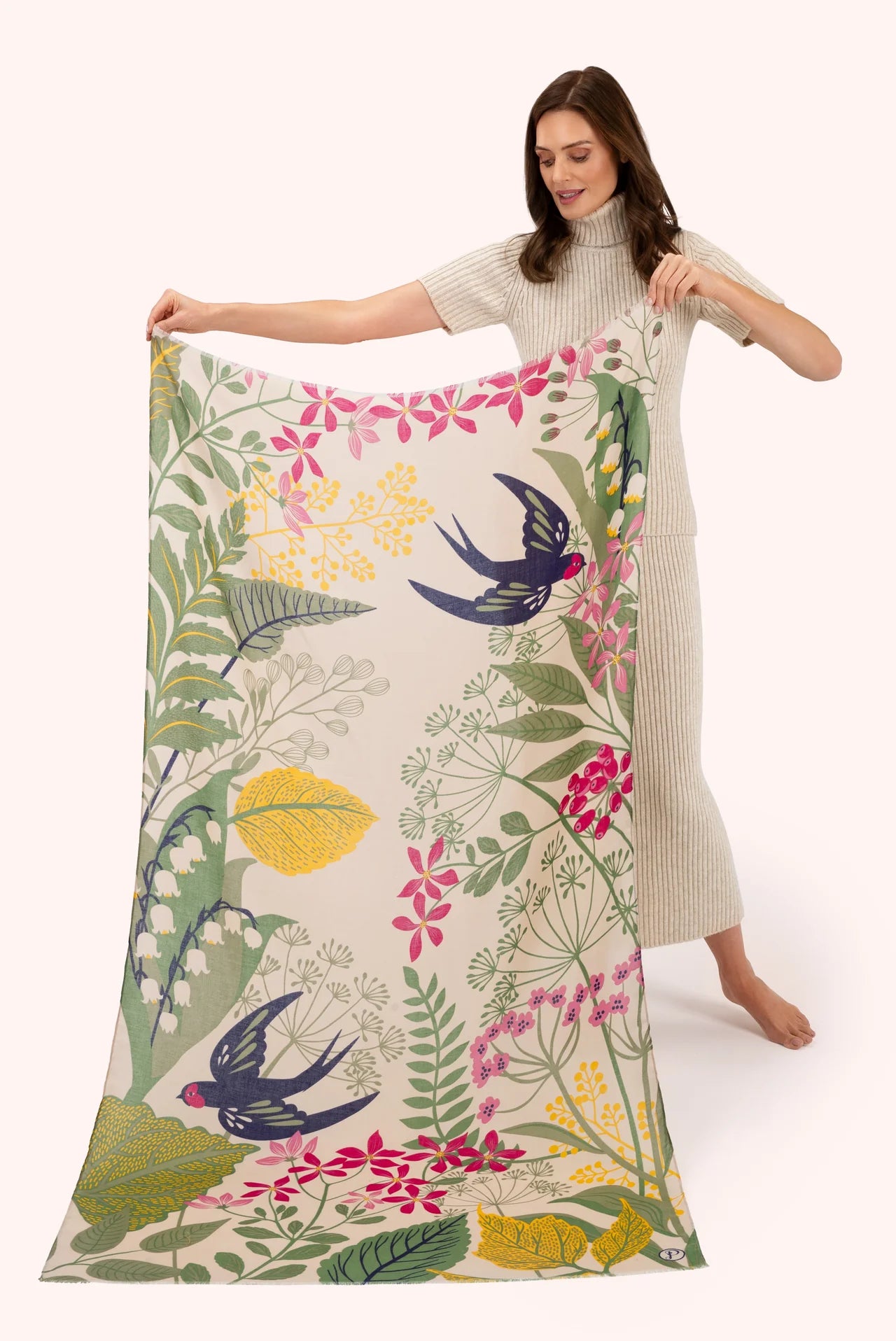 Print Scarf Swooping Swallows