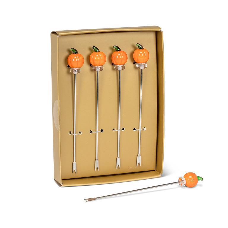 Pumpkin Icon Cocktail Picks set 4