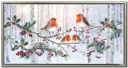 Robins In Winter Forest Artwork
