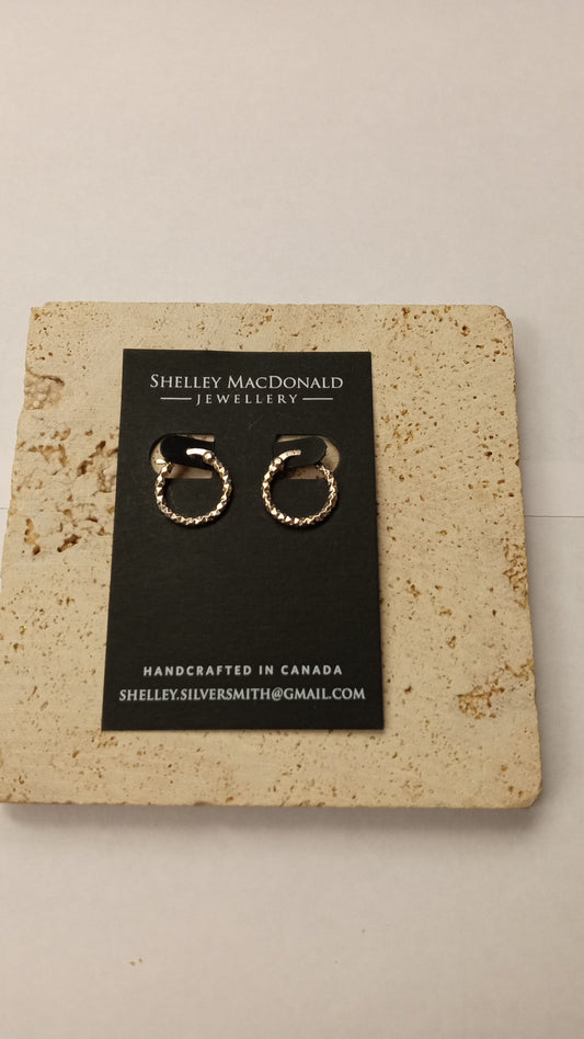 Small Textured Diamond Cut Hoop Earrings