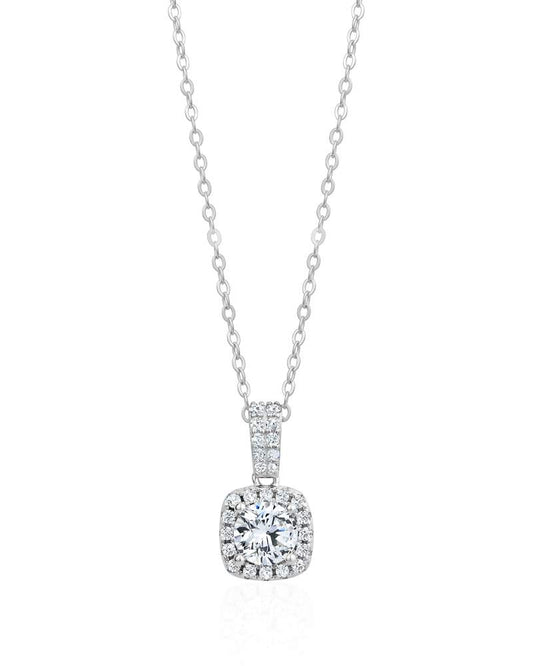 Square Moissanite Sterling Silver Necklace