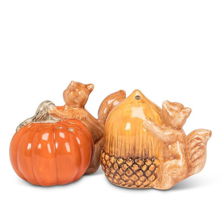 Squirrel w/Pumpkin & Acorn Salt & Pepper Shaker Set