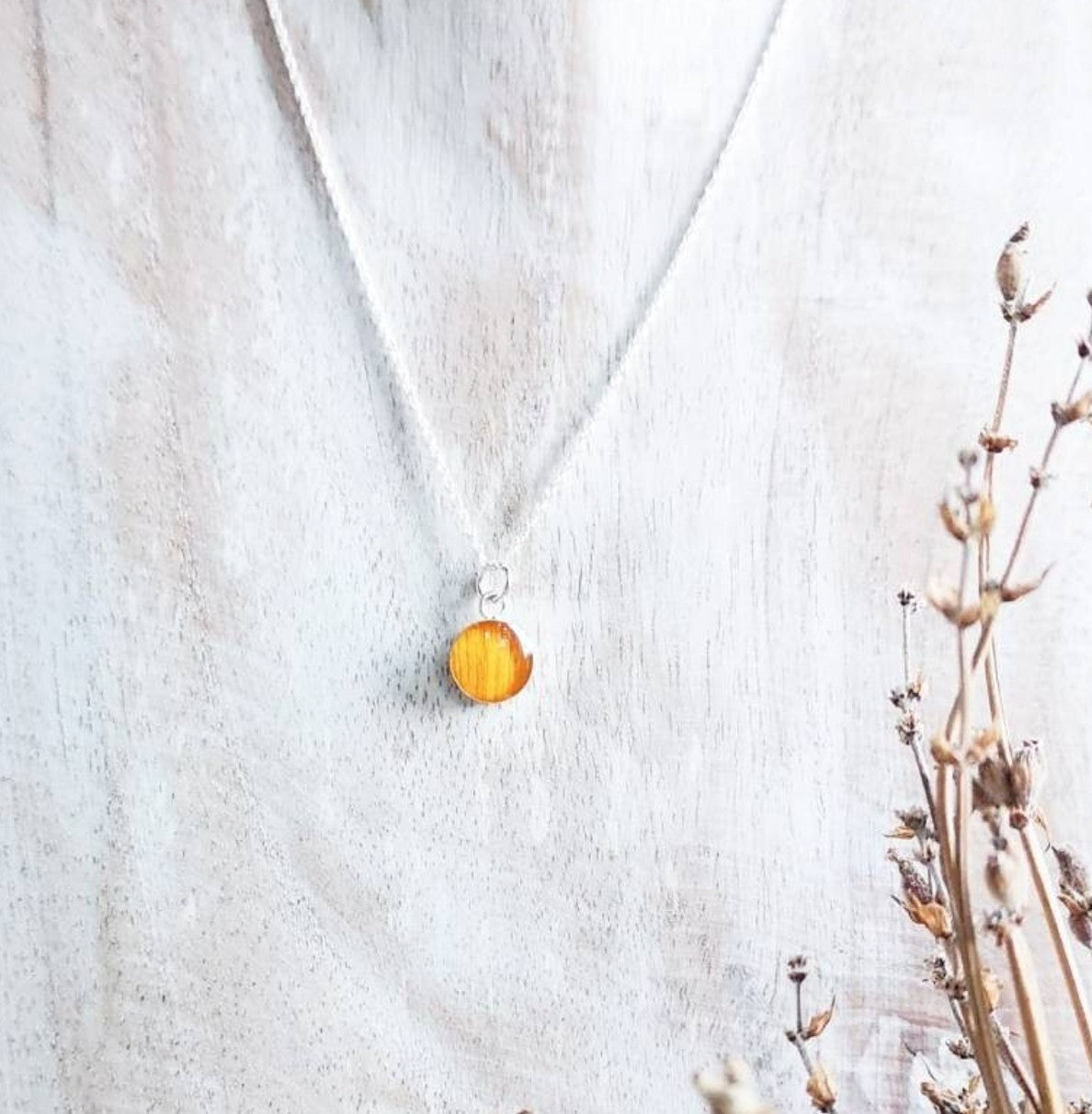 Sunflower Necklace with sterling silver chain