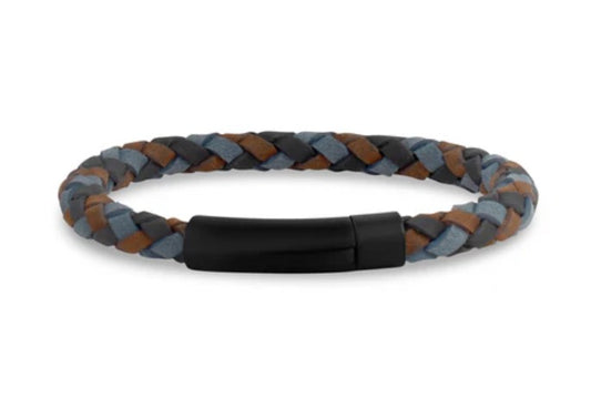 Tri-Color Woven Leather Bracelet (6mm) - 8"
