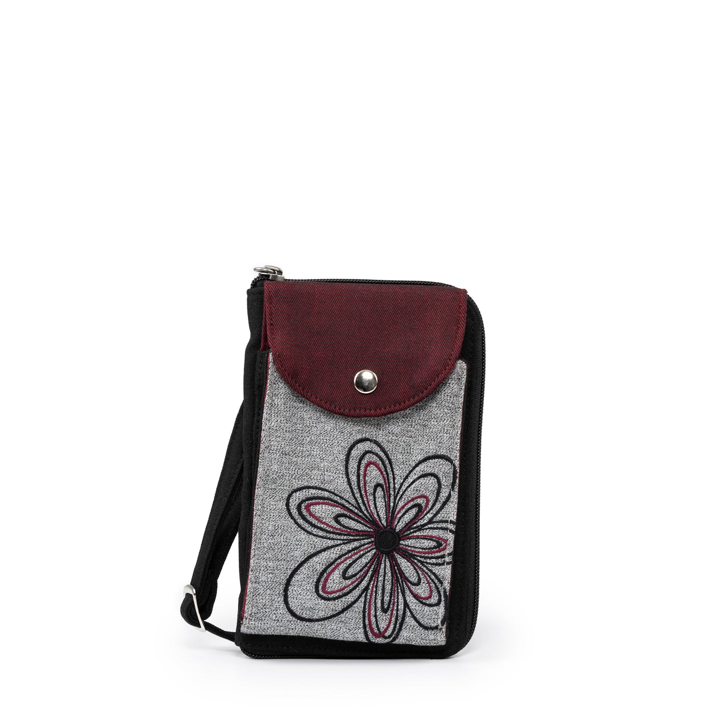 Wallet Purse with Embroidered Flower