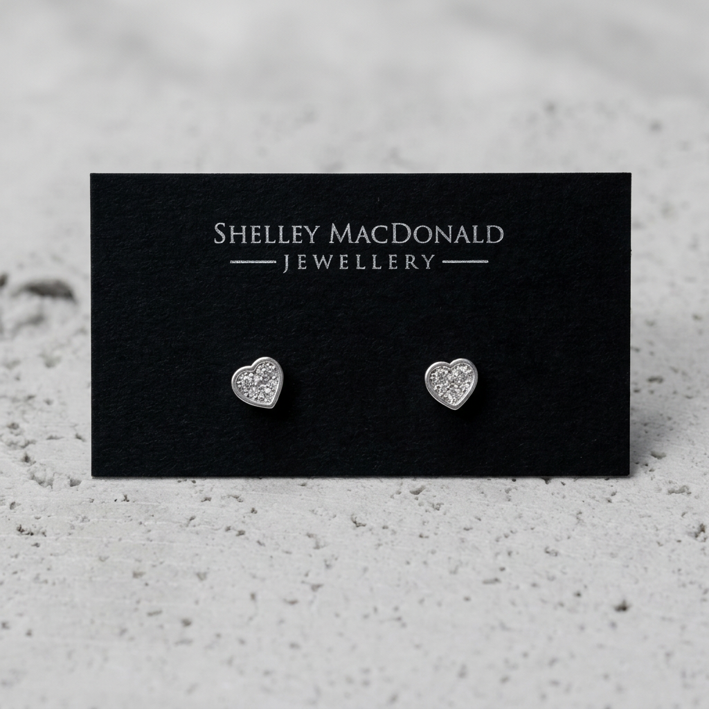 Enhanced Heart Studs with White Topaz product photo