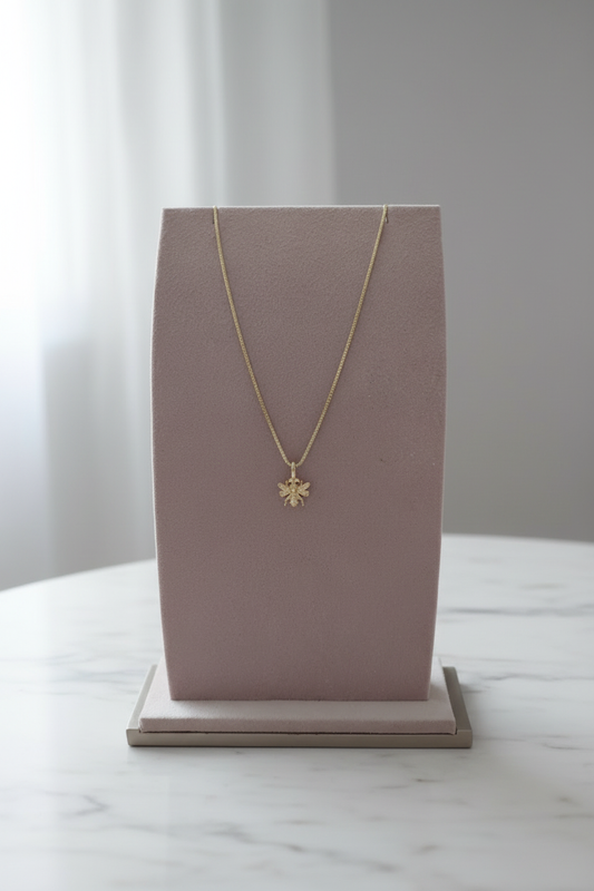 Gold Filled Bee Necklace - Marble Background