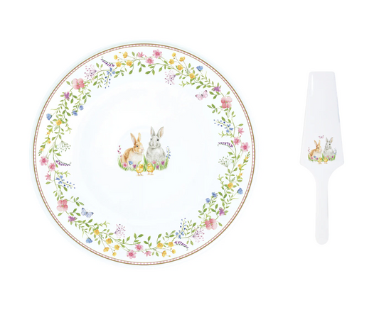 Happy Easter Cake Plate with Server