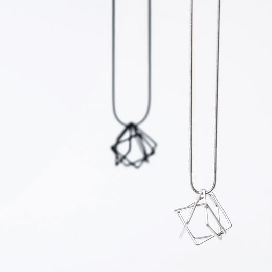 Relaxed Cube Necklace (Satin Silver)