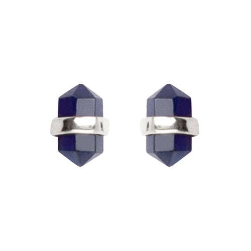 Faceted stone wrap blue sapphire earrings