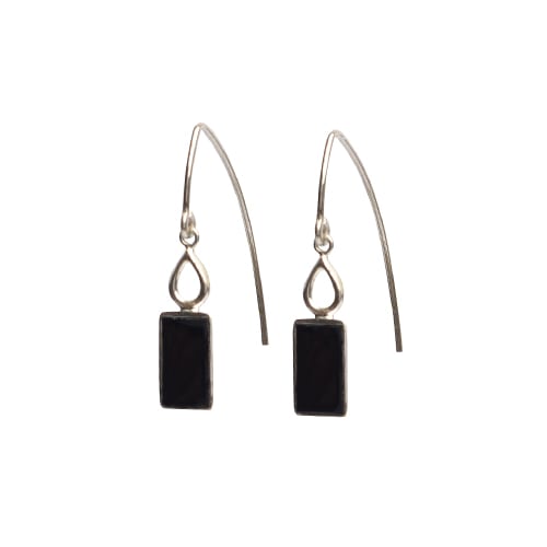 Teardrop Hand Cut Onyx Earring
