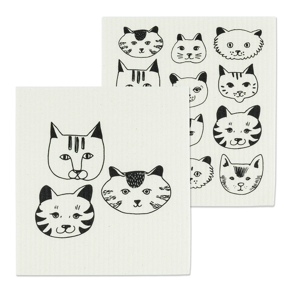 Simple Cat Faces Dishcloths set/2