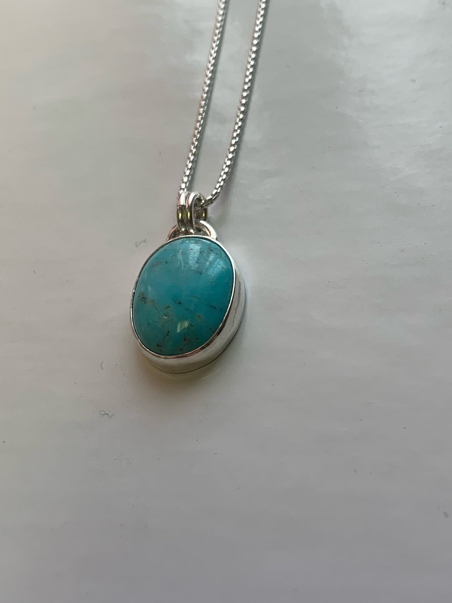 Afghan Turquoise Oval Silver Necklace