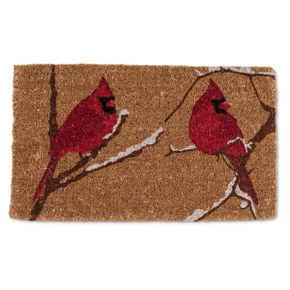Cardinals and Snowy Branch Doormat