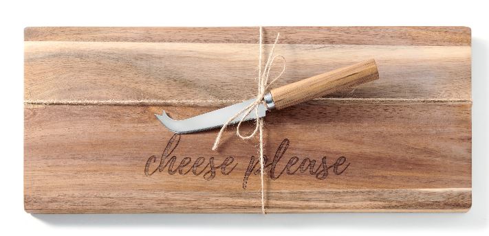 Acacia Wood Cheese Board & Knife Set
