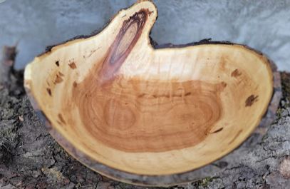 Cherry Wood Bowl Live Edge with Embedded Branch CH04