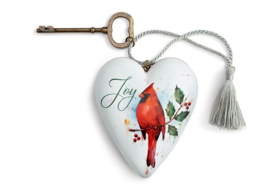 Christmas Cardinal Joy Art Heart