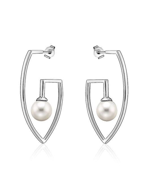 Boucles d'oreilles en argent avec perle de coquillage