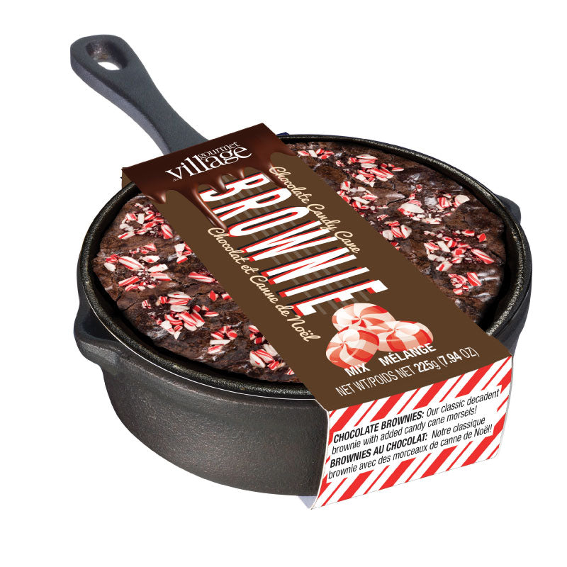 Cast Iron Skillet with Candy Cane Brownie Mix