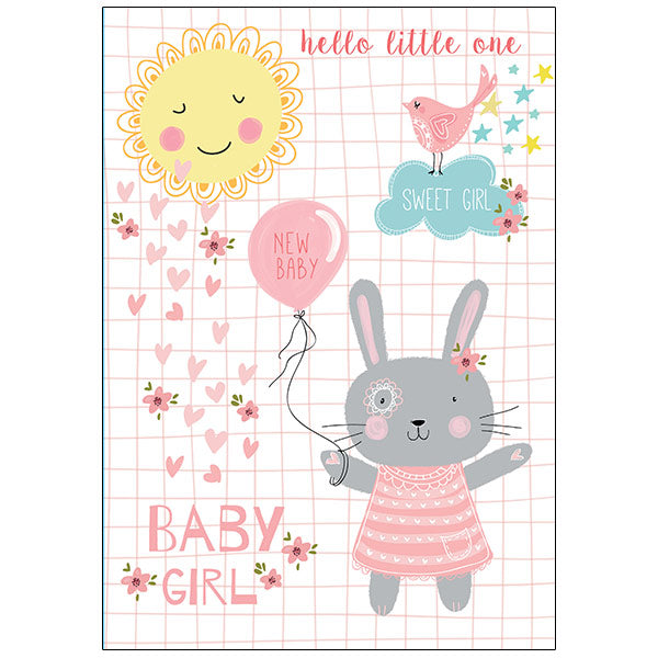 Bunny Sunshine - Carte de félicitations pour bébé fille