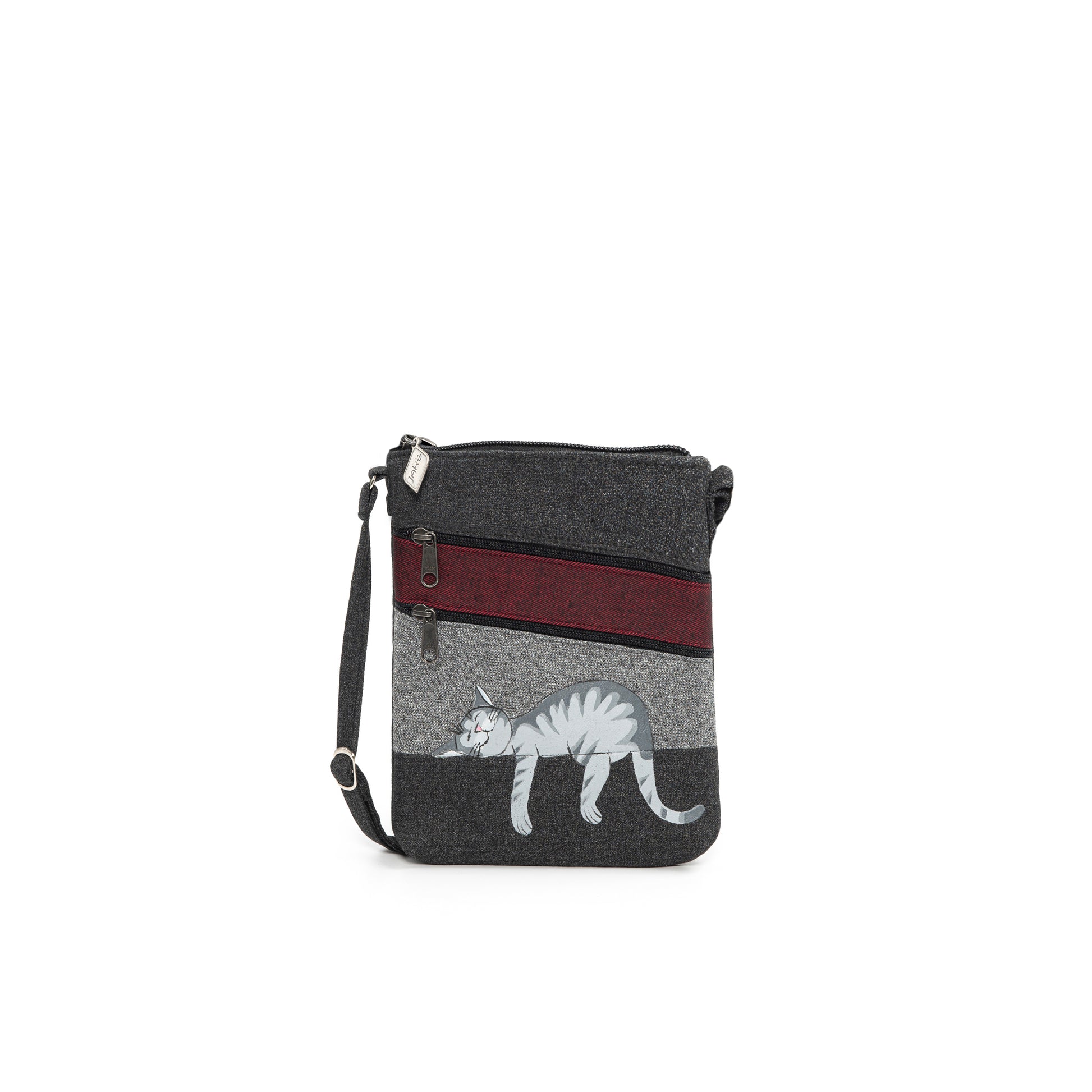 Grab and Go Bag with Lounging Cat Burgundy