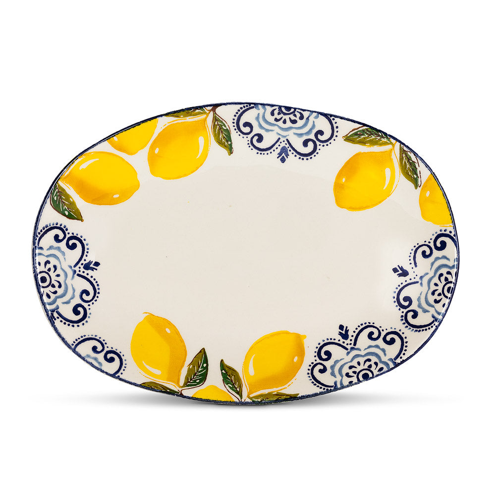 Lemon Print Large Oval Platter
