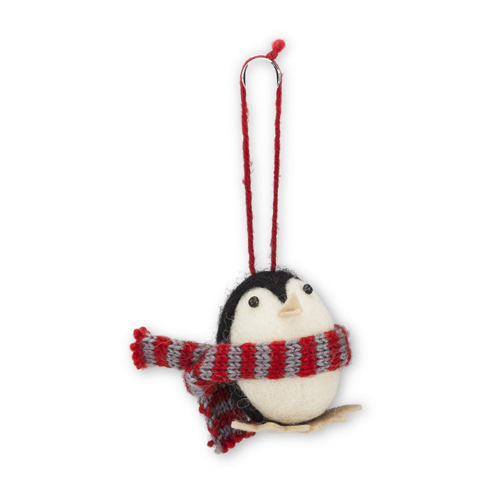 Penguin Felt ornament Red & Grey Scarf