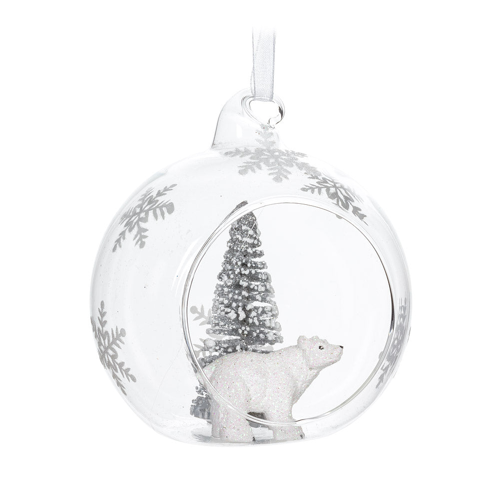 Polar Bear & Tree Open Ball Ornament