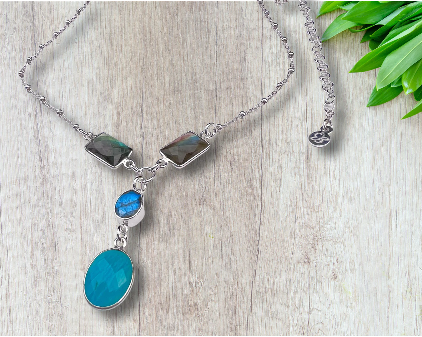 Collier Raza Labradorite &amp; Amazonite