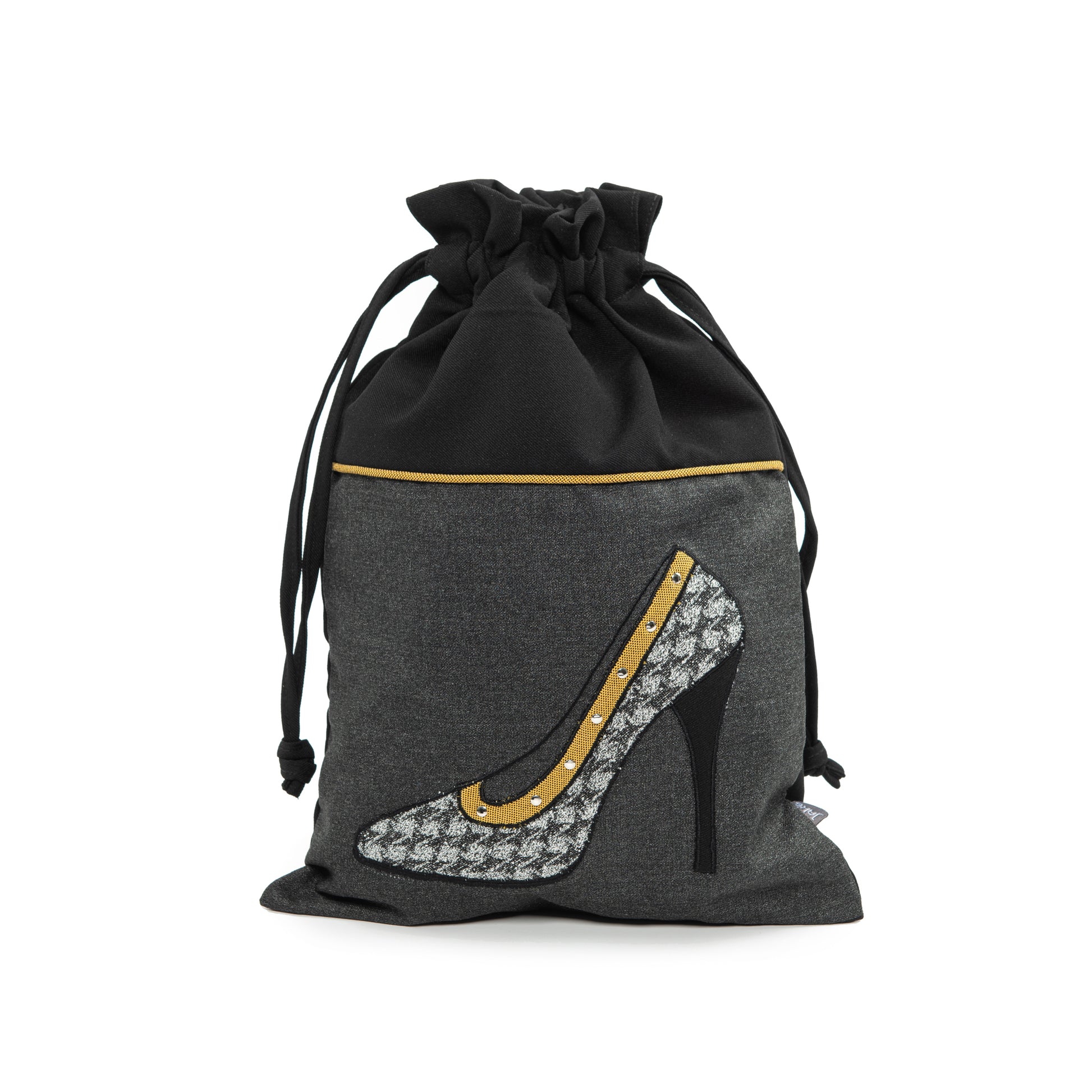 Shoe Bag with Camel and Grey High Heel