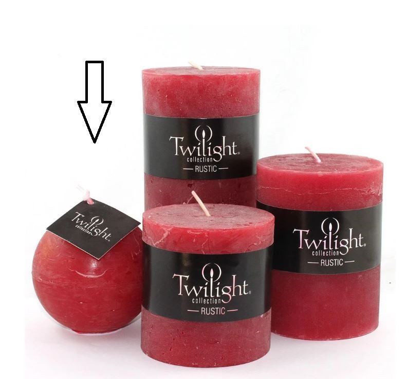 Rustic Ball Candle Cranberry