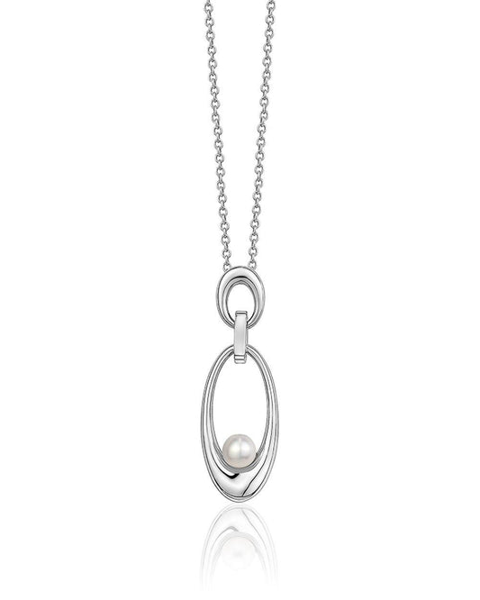 Perle d'eau douce avec pendentif en argent double boucle cz 