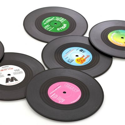Retro Vinyl Coasters set of 6