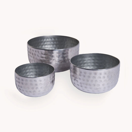 Hammered Bowl - Set of 3 - Silver