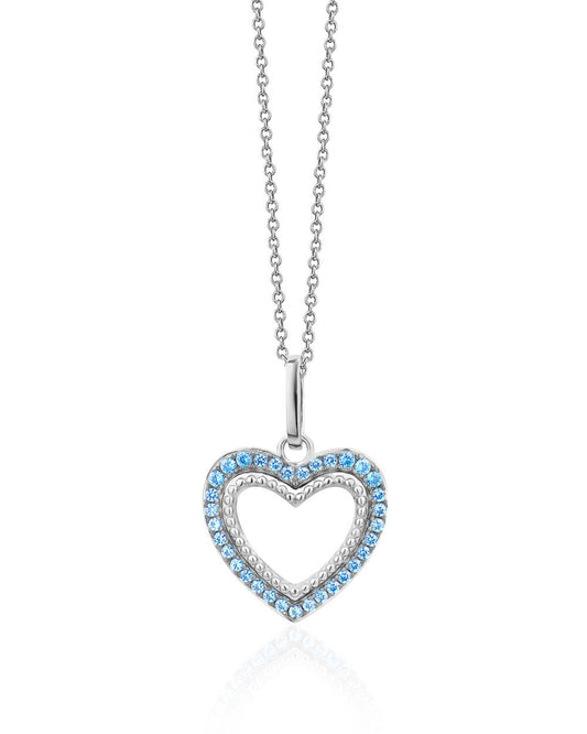 Pendentif Coeur Bleu &amp; Blanc 