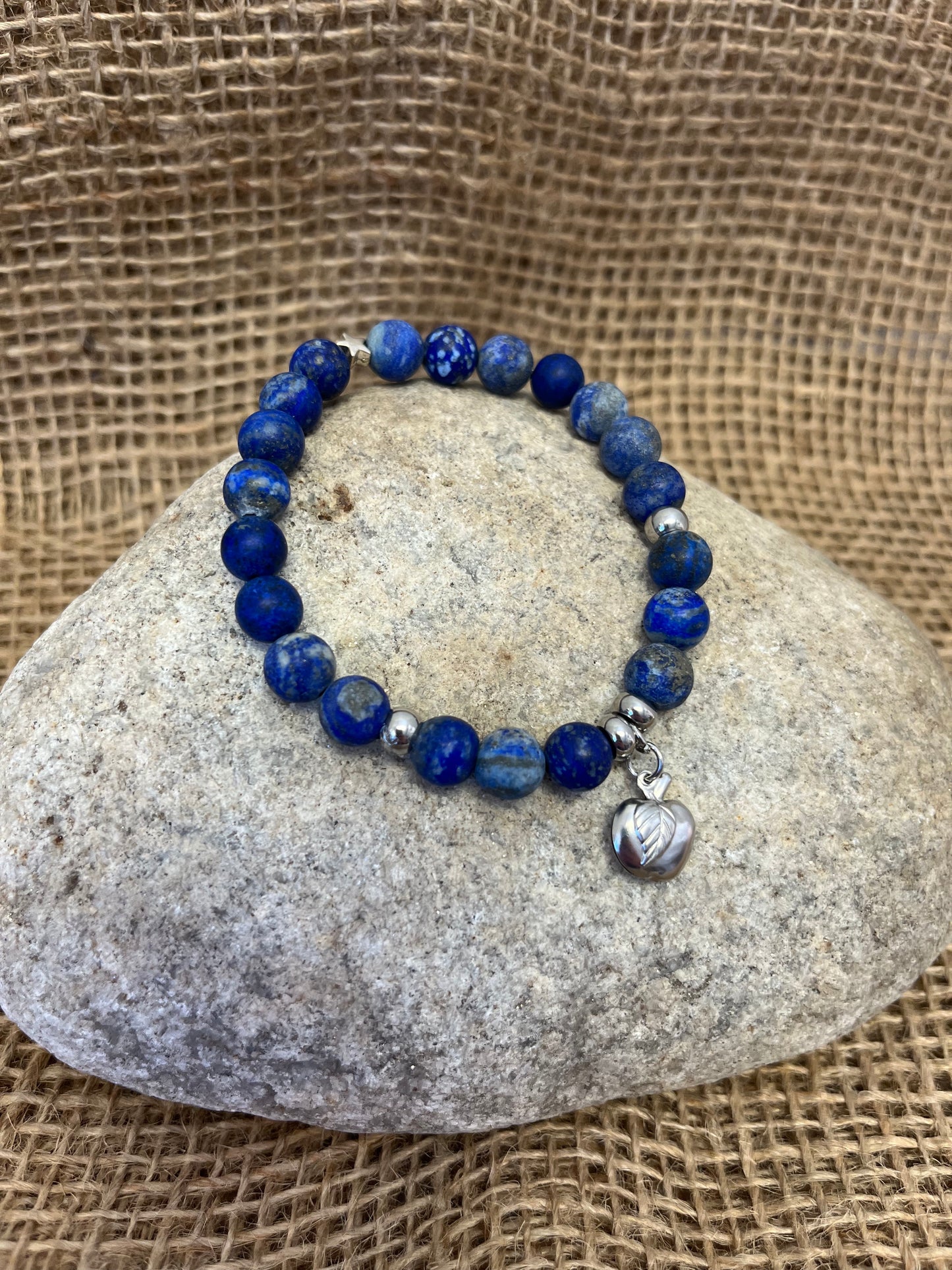 Lapis Lazuli Bracelet with Apple Charm