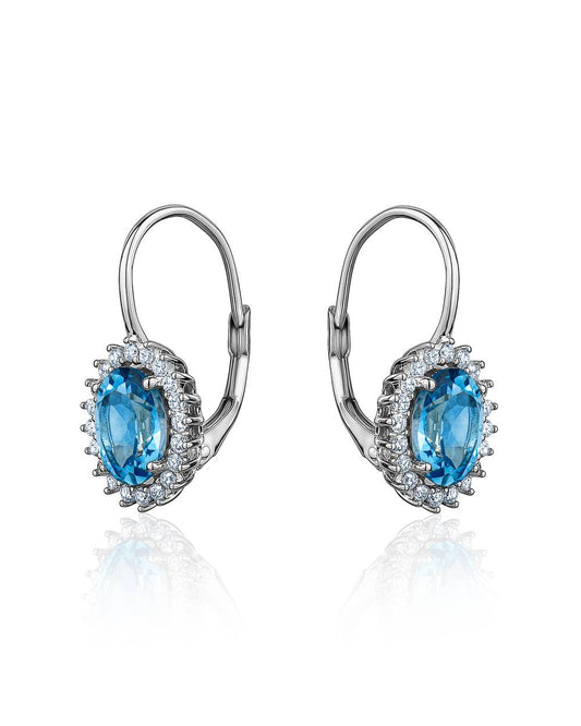 Boucles d'oreilles ovales topaze bleu suisse