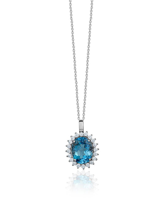 Pendentif ovale topaze bleu suisse